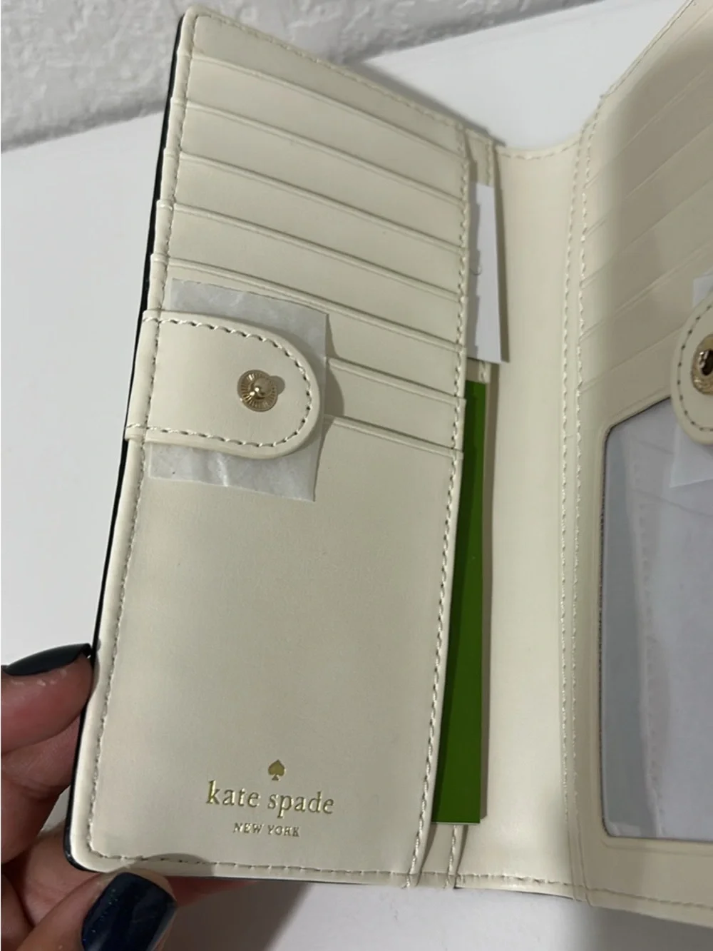 kate spade Gold Glitter Card Wallet Phone Case with Logo Hardware